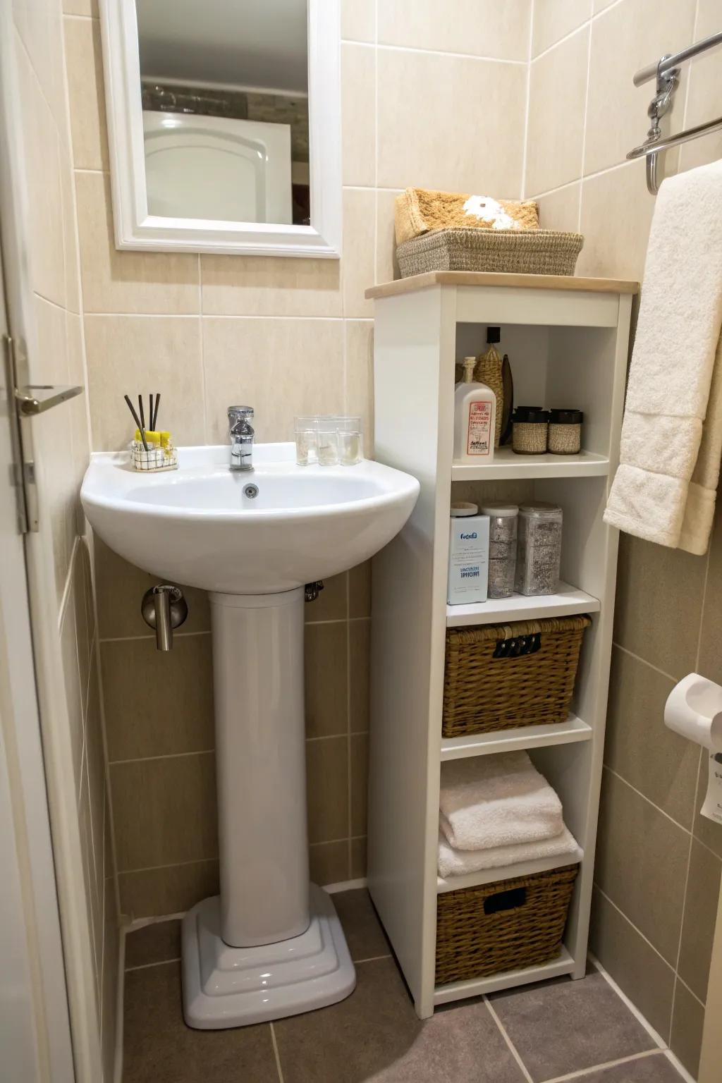 Narrow storage units maximize space efficiently.
