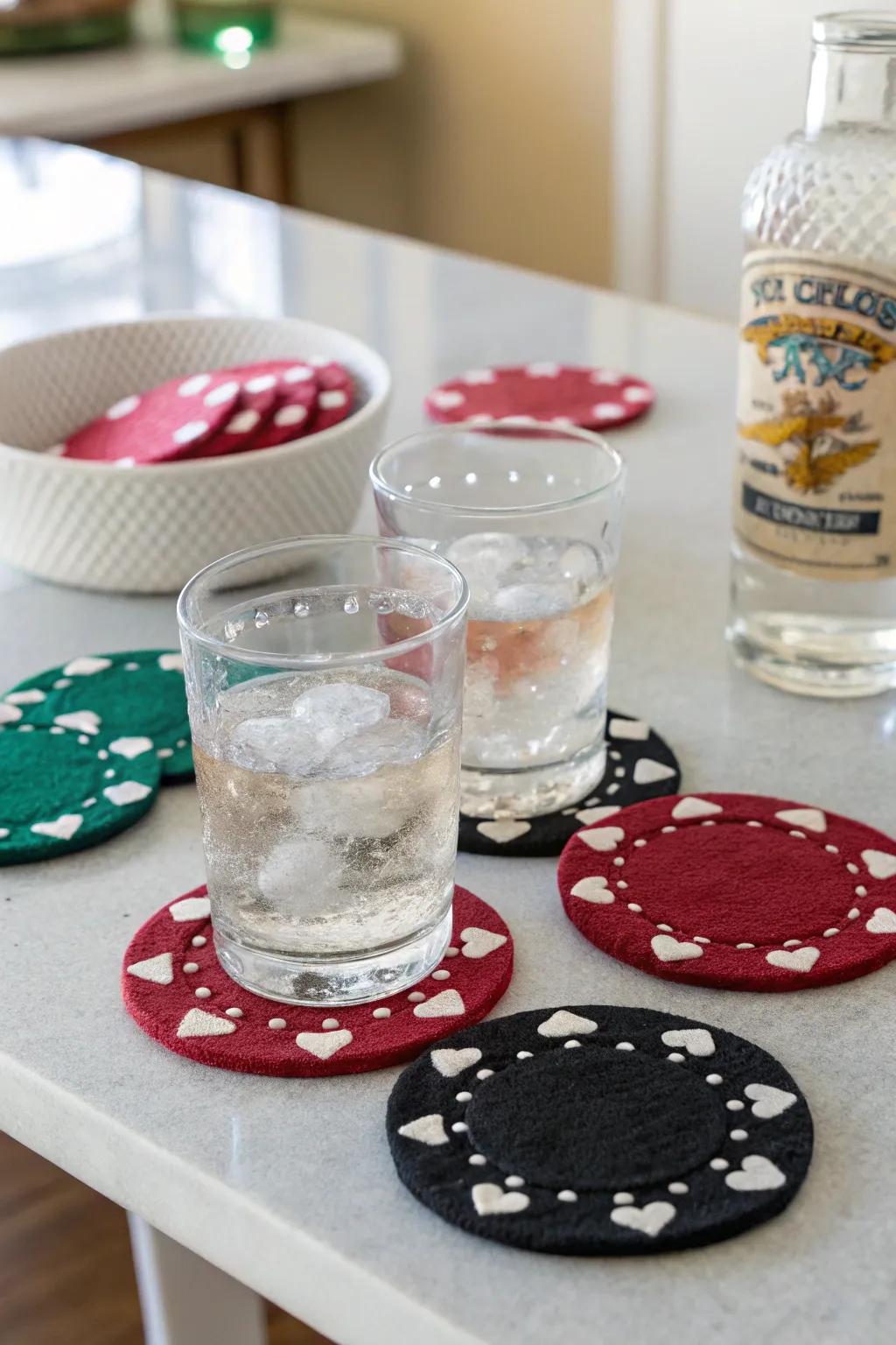 Felt coasters that keep your theme cohesive and your tables shielded.