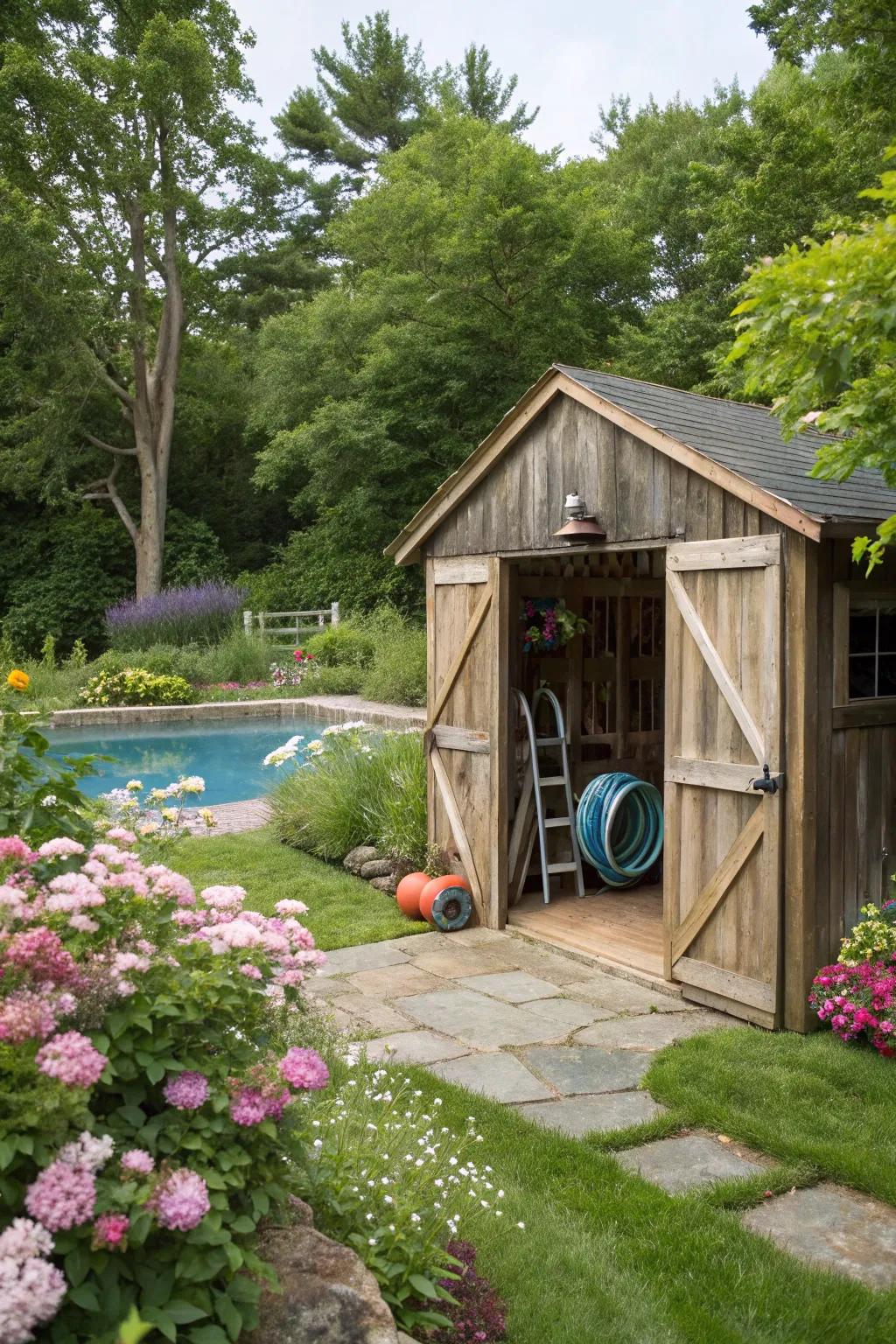 A country-style hut cover that complements the home's architecture.