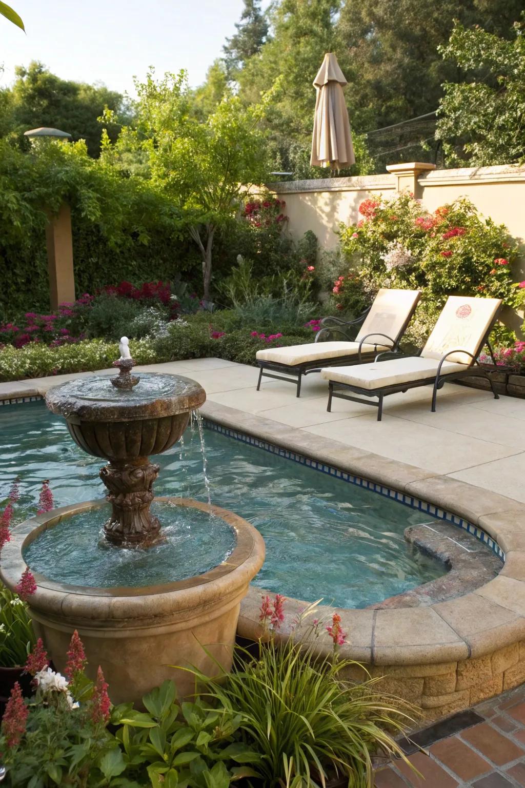 Add a peaceful element with a soothing aquatic feature.