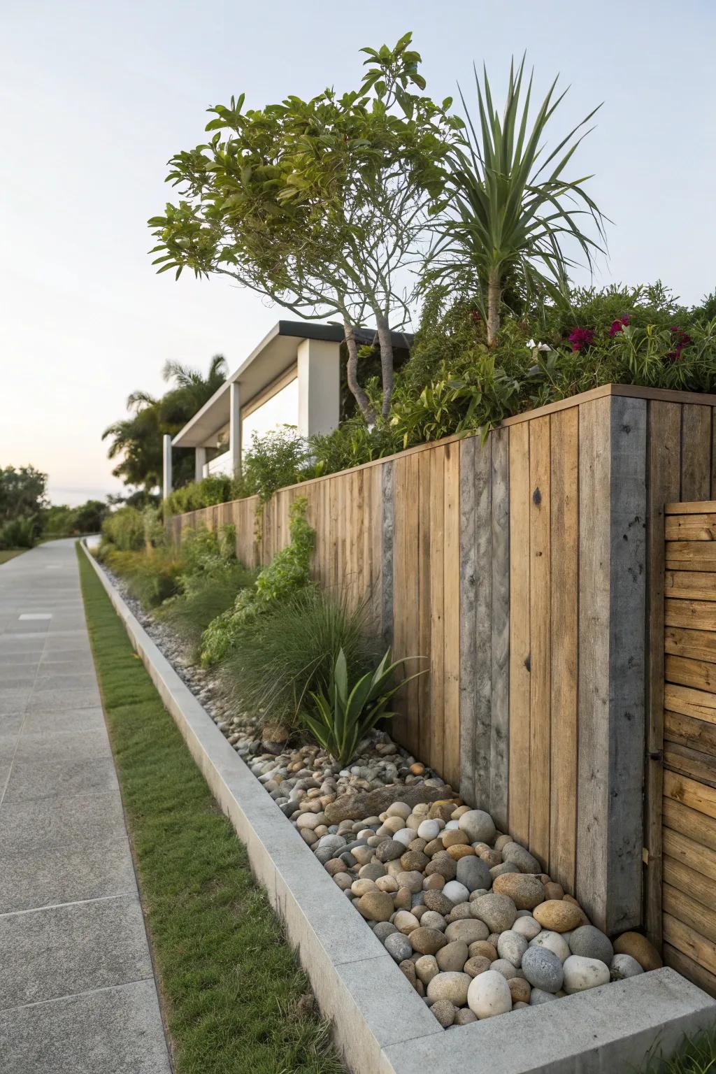 A harmonious combination of materials conceiving an arresting property border.