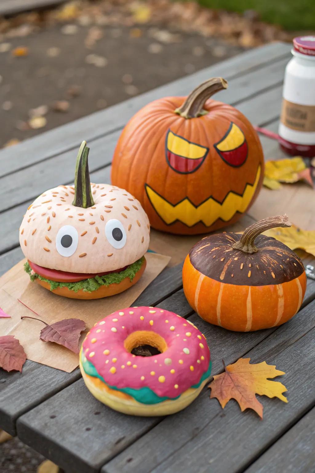 Delight everyone with pumpkins that look like their favorite foods.