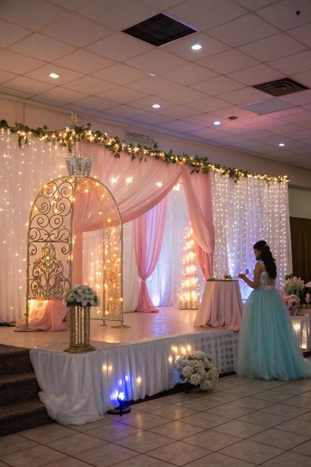 Ambient lighting makes a quinceañera feel magical.