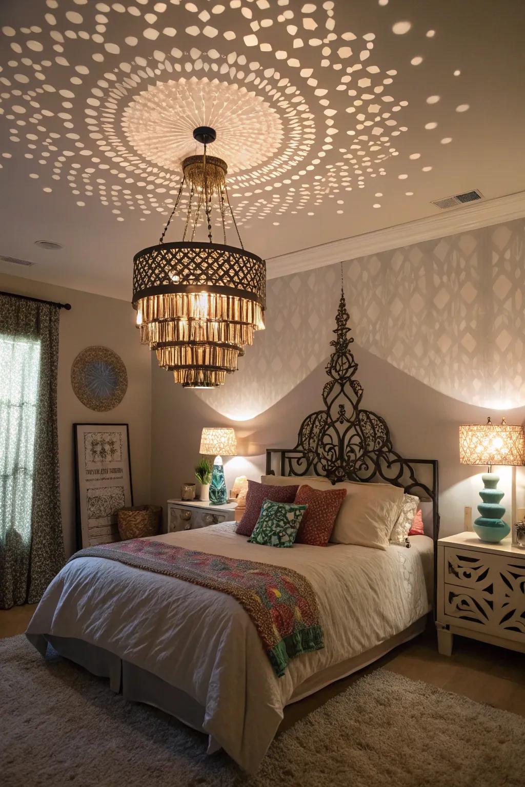 Distinctive illumination apparatuses contributing essence to a boudoir.