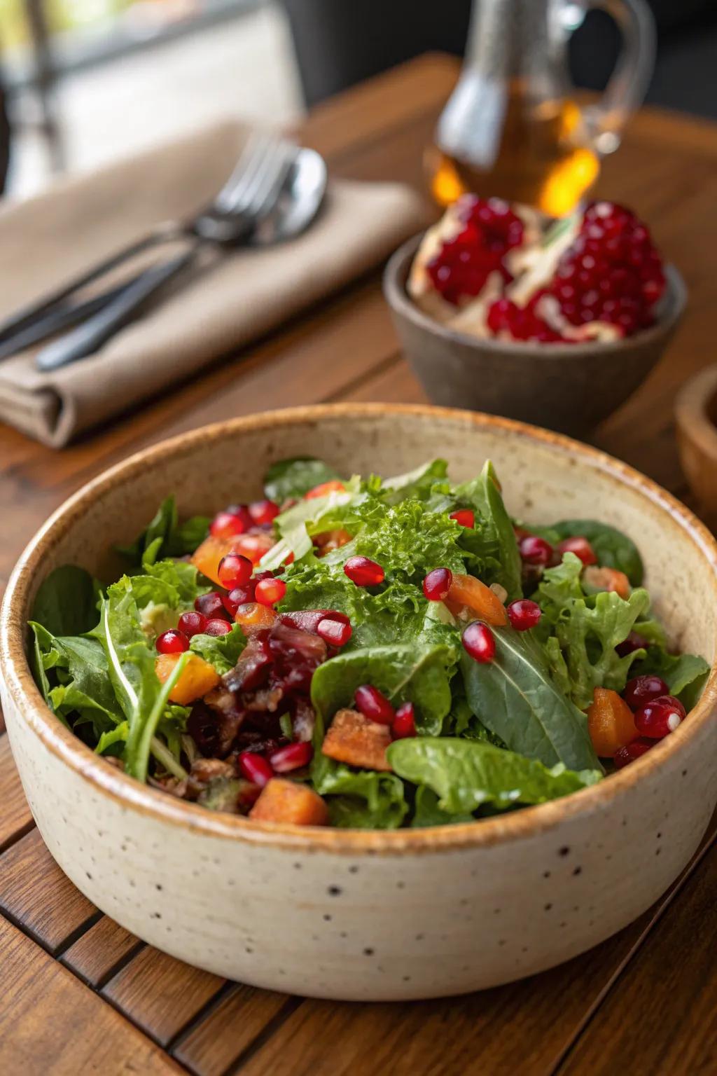 Pomegranate seeds bring dynamic variety and flavor to salads.