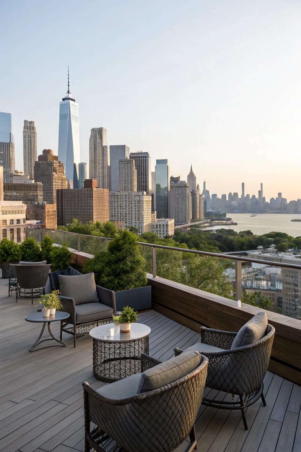 Take advantage of your rooftop deck by displaying staggering city views.