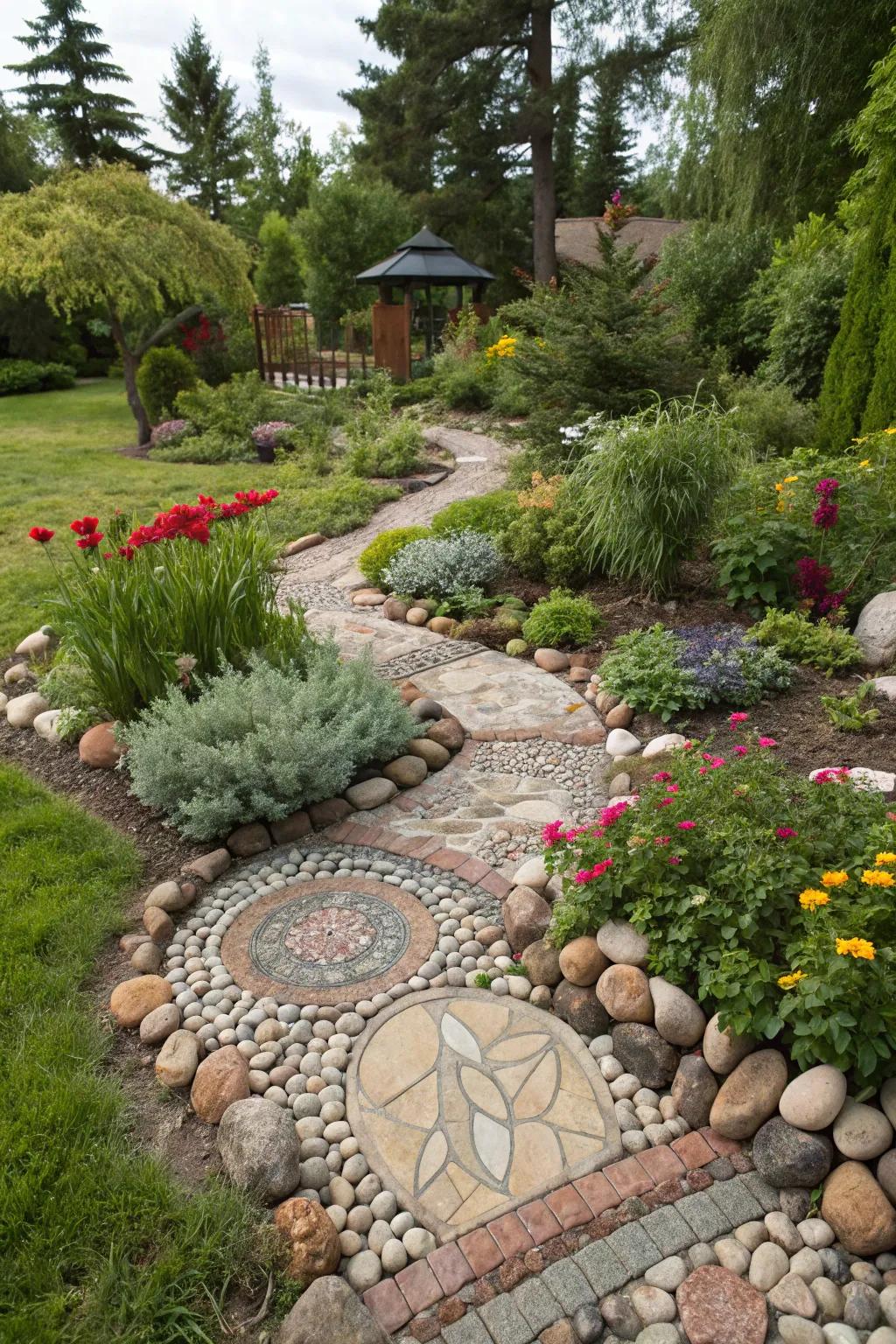 Embellish your garden via vibrant and varied pebbles.