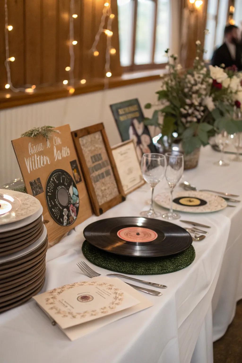 Nostalgic vintage props enhancing the rockabilly wedding decor.