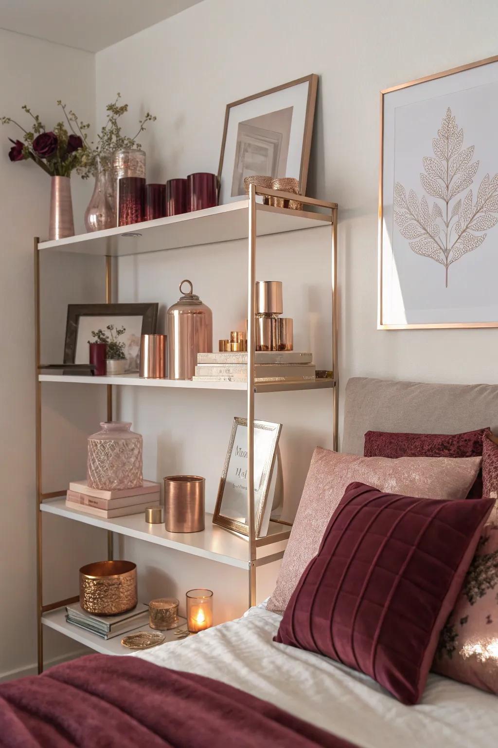 Gleaming gold d&eacute;cor features inject subtle sophistication into the space.