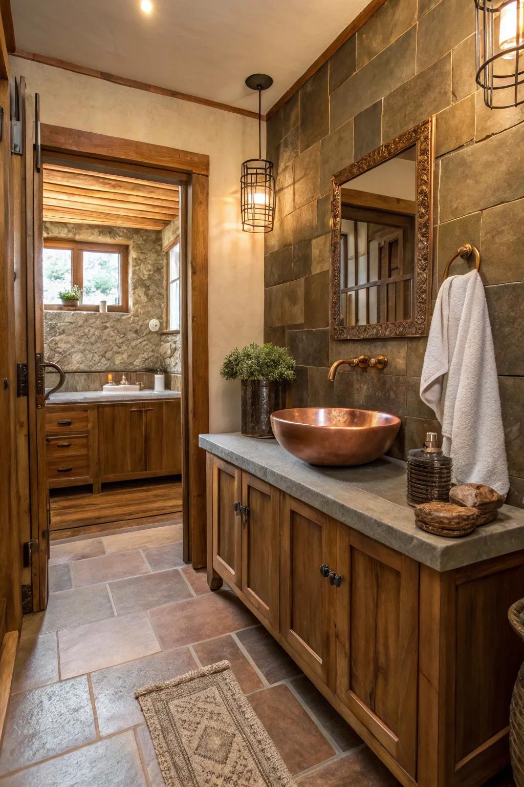 Design an inviting atmosphere featuring an earthy palette.