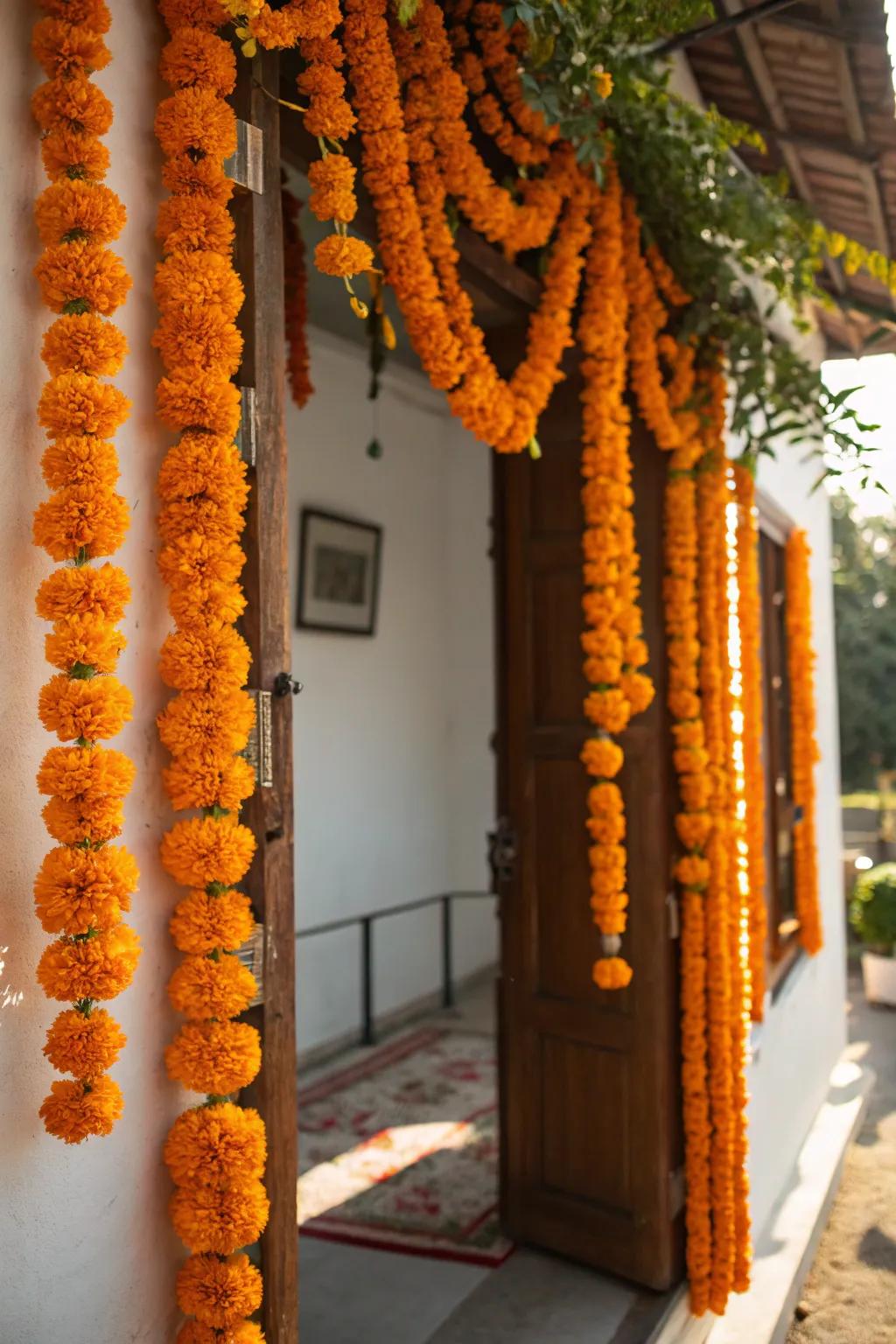 Floral garlands infuse the home with both color and fragrance.