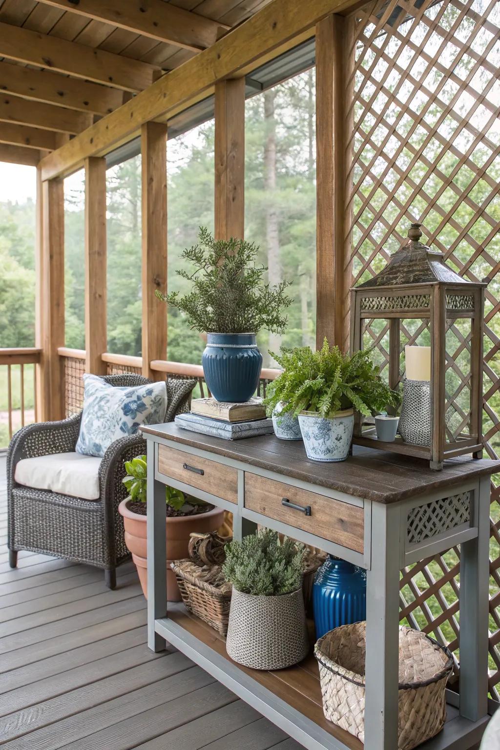Side tables enhance both style and utility.