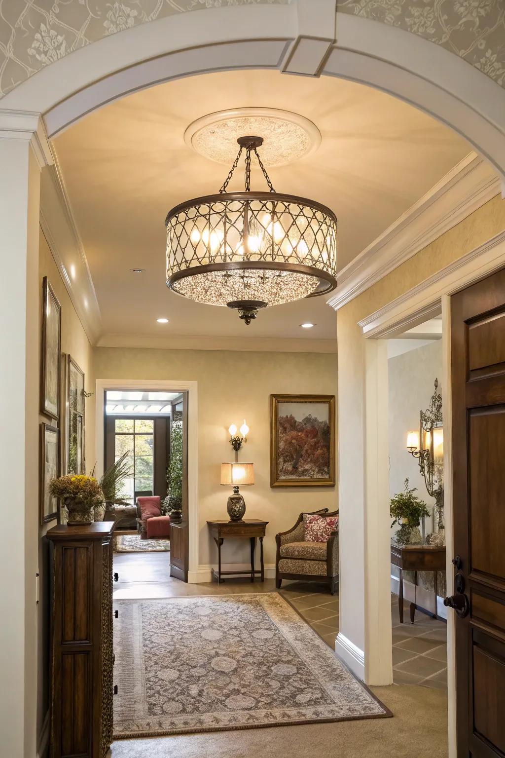Craft a welcoming entryway with a statement light.