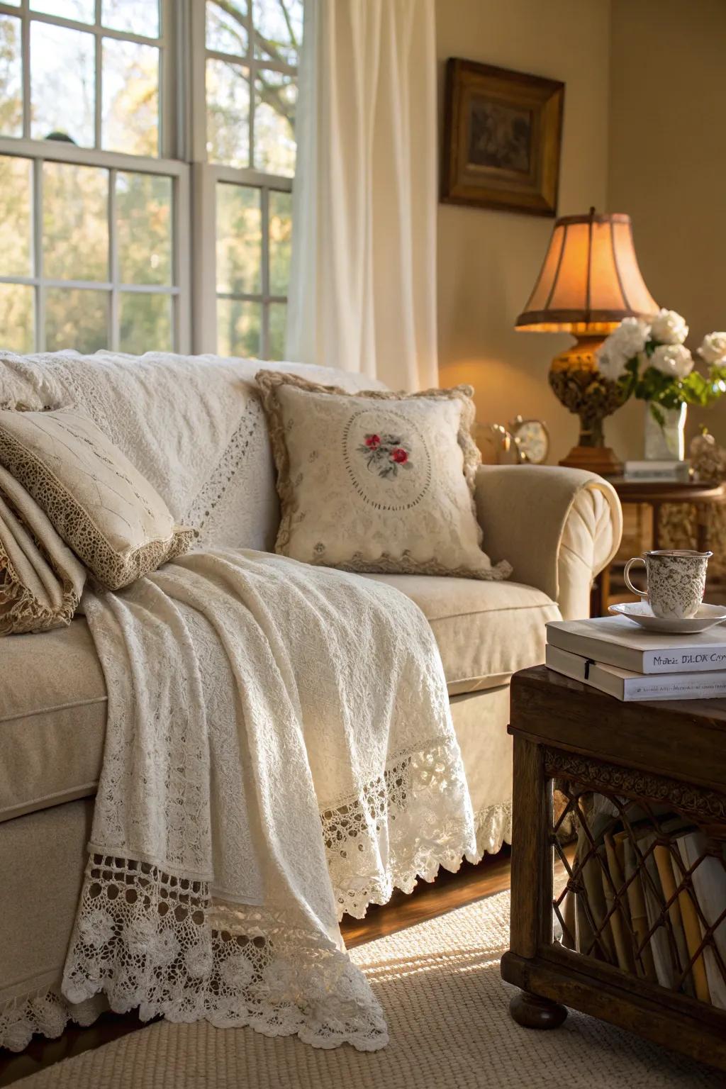 Layered fabrics provide a cozy and pleasant atmosphere.
