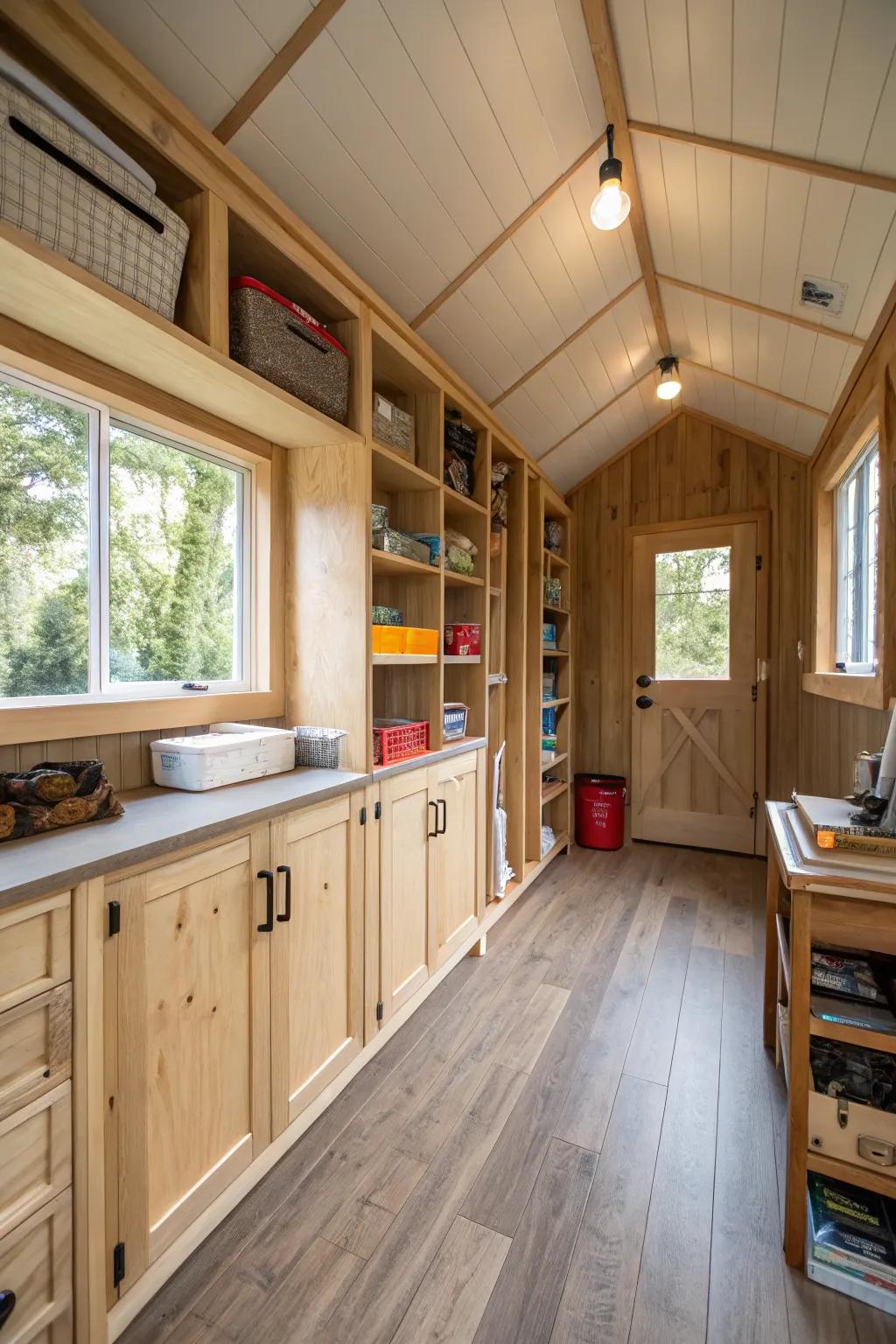 Clever storage helps keep shed houses neat and tidy.