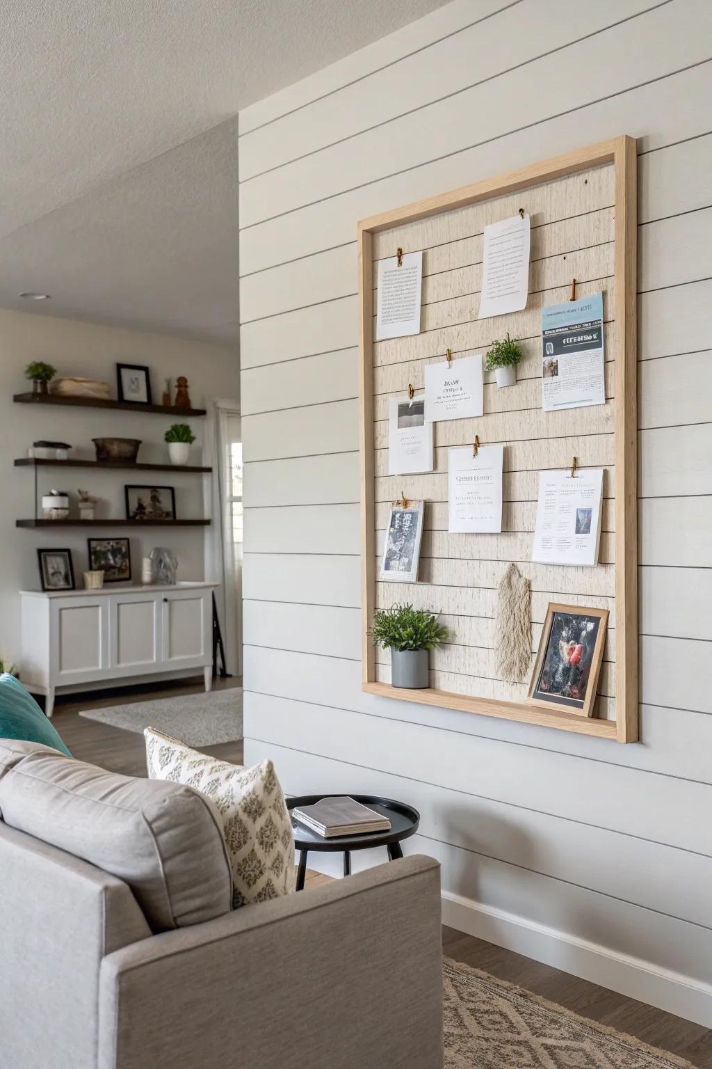 Keep it simple with a minimalist timber cladding notice board.