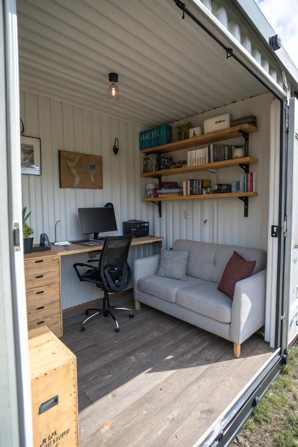 A multipurpose area planned for work and play.