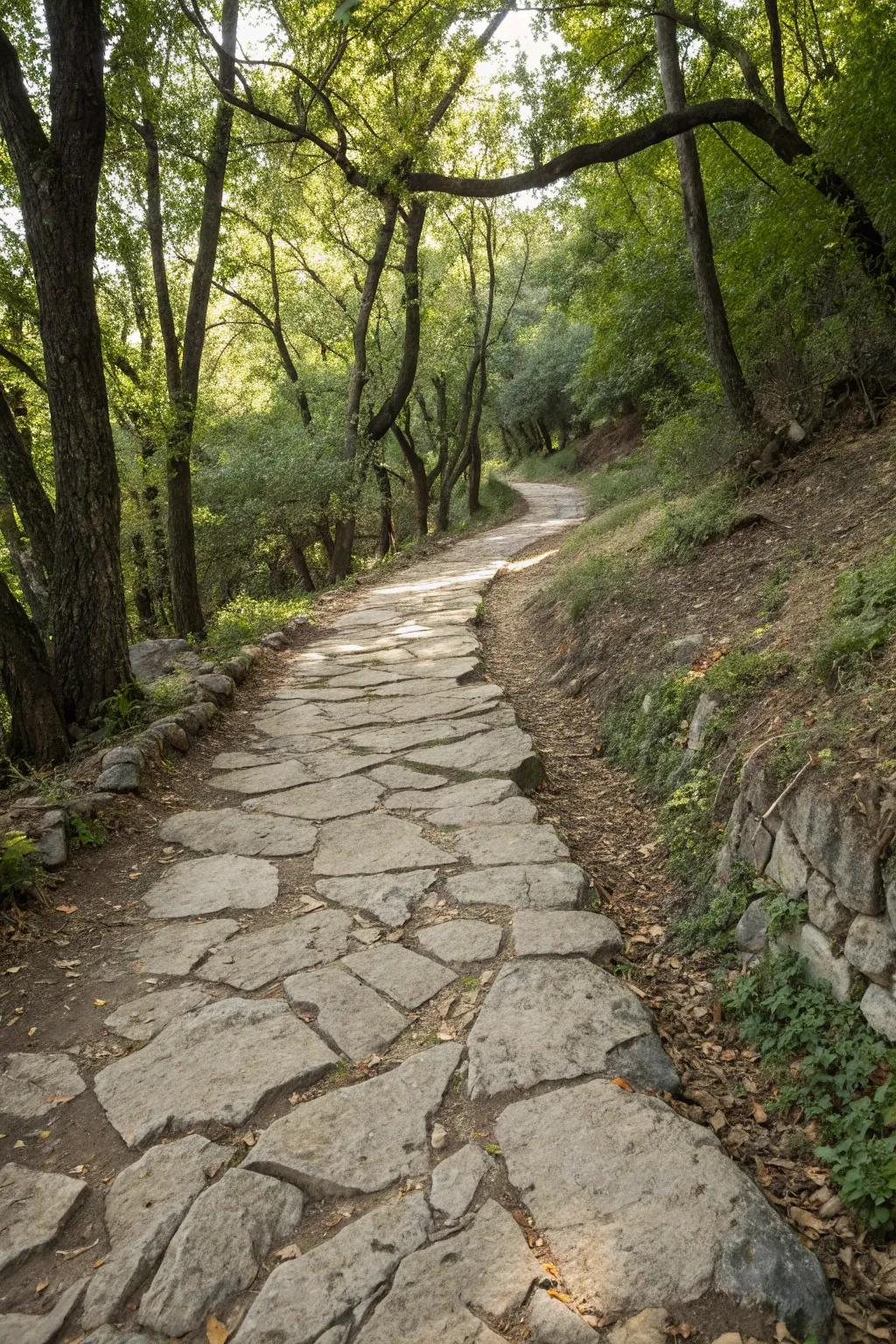 Uneven rocks create a natural and rustic route.
