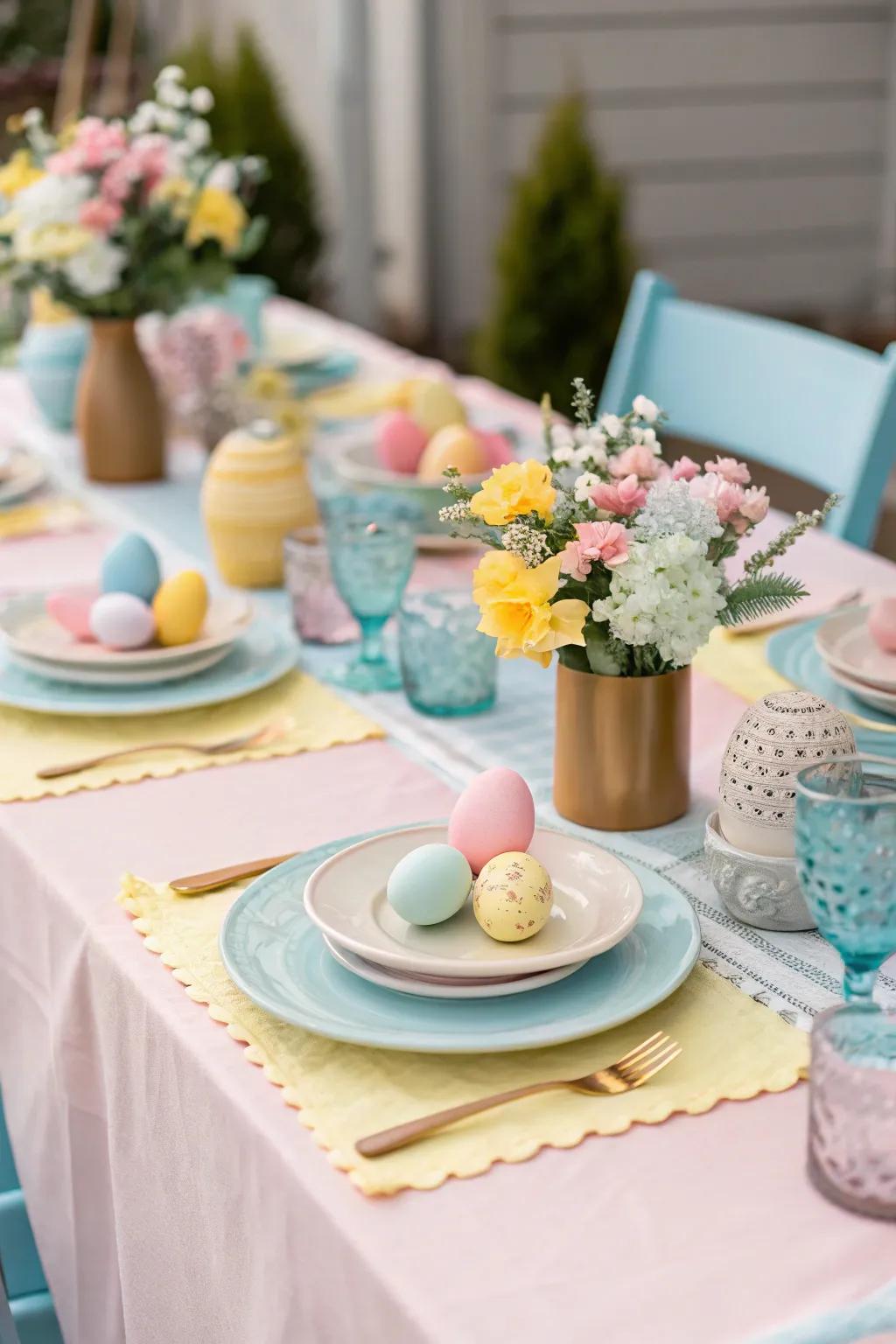 Delicate hued textiles fashion a serene, inviting atmosphere.