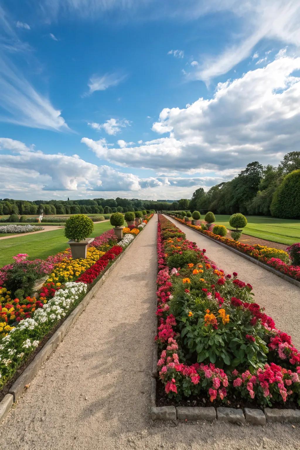 A balanced flower bed design establishes a harmonious visual that enhances the home's architecture.