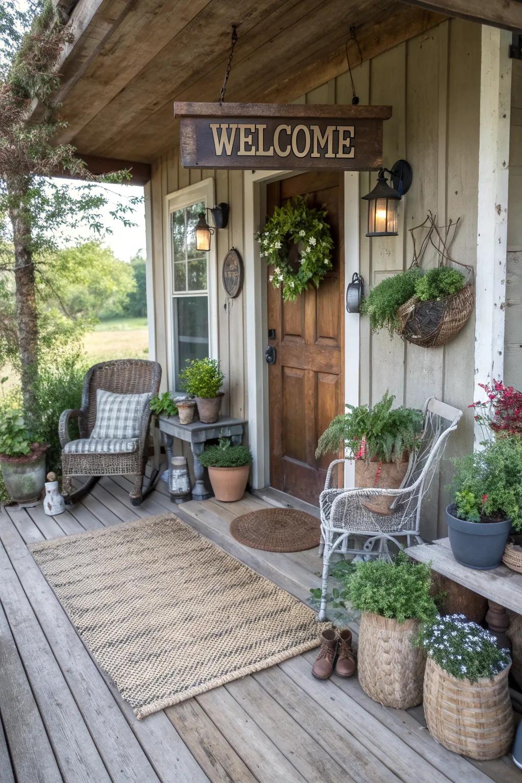 Receive visitors with a countryside greeting sign.