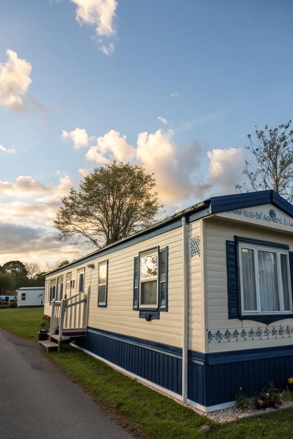 Dual-color blends add complexity and captivation to your mobile home's design.