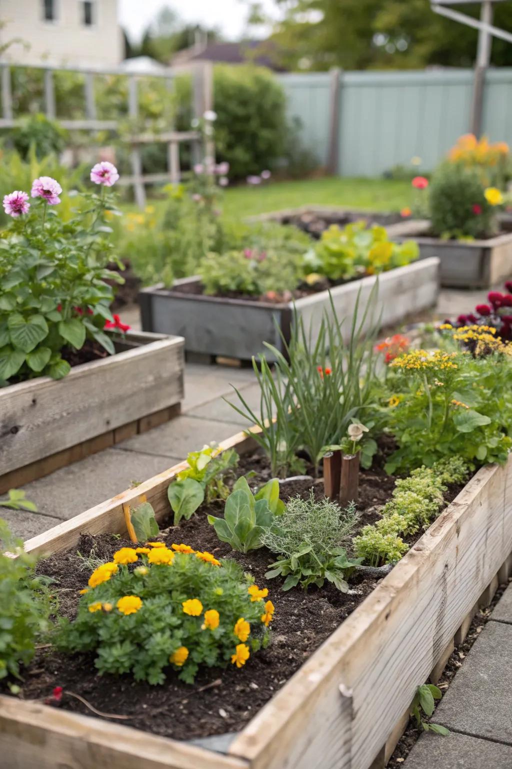 High-rise gardens are a practical solution for organized planting.