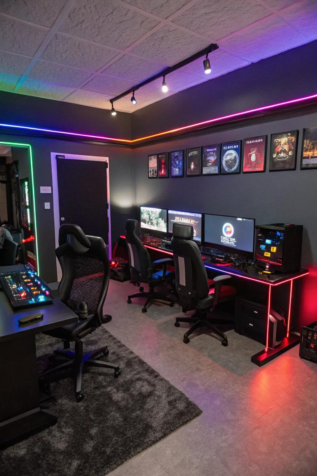 A color theme that matches makes your gaming room look better.