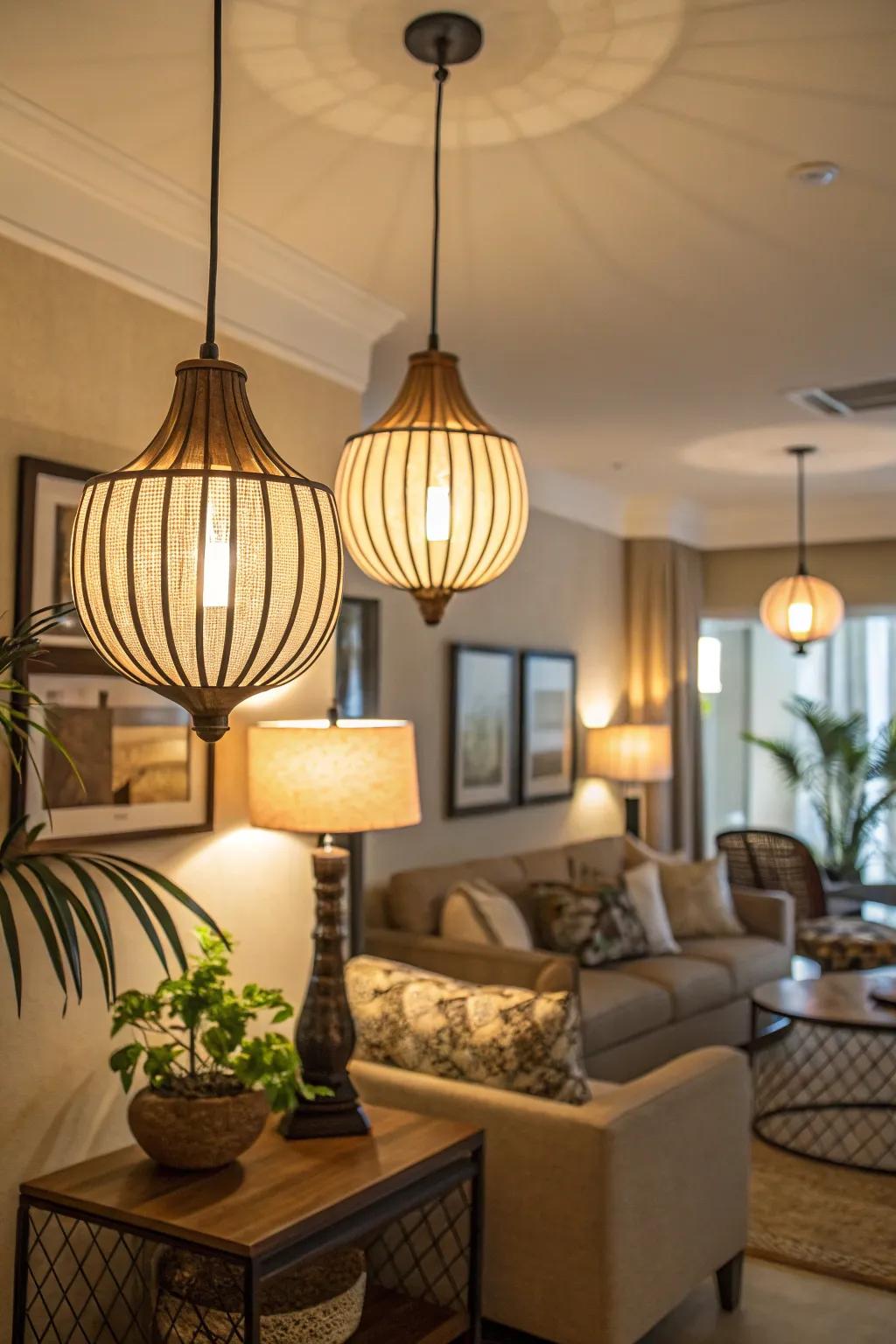 Creative lighting makes condo interiors look better.
