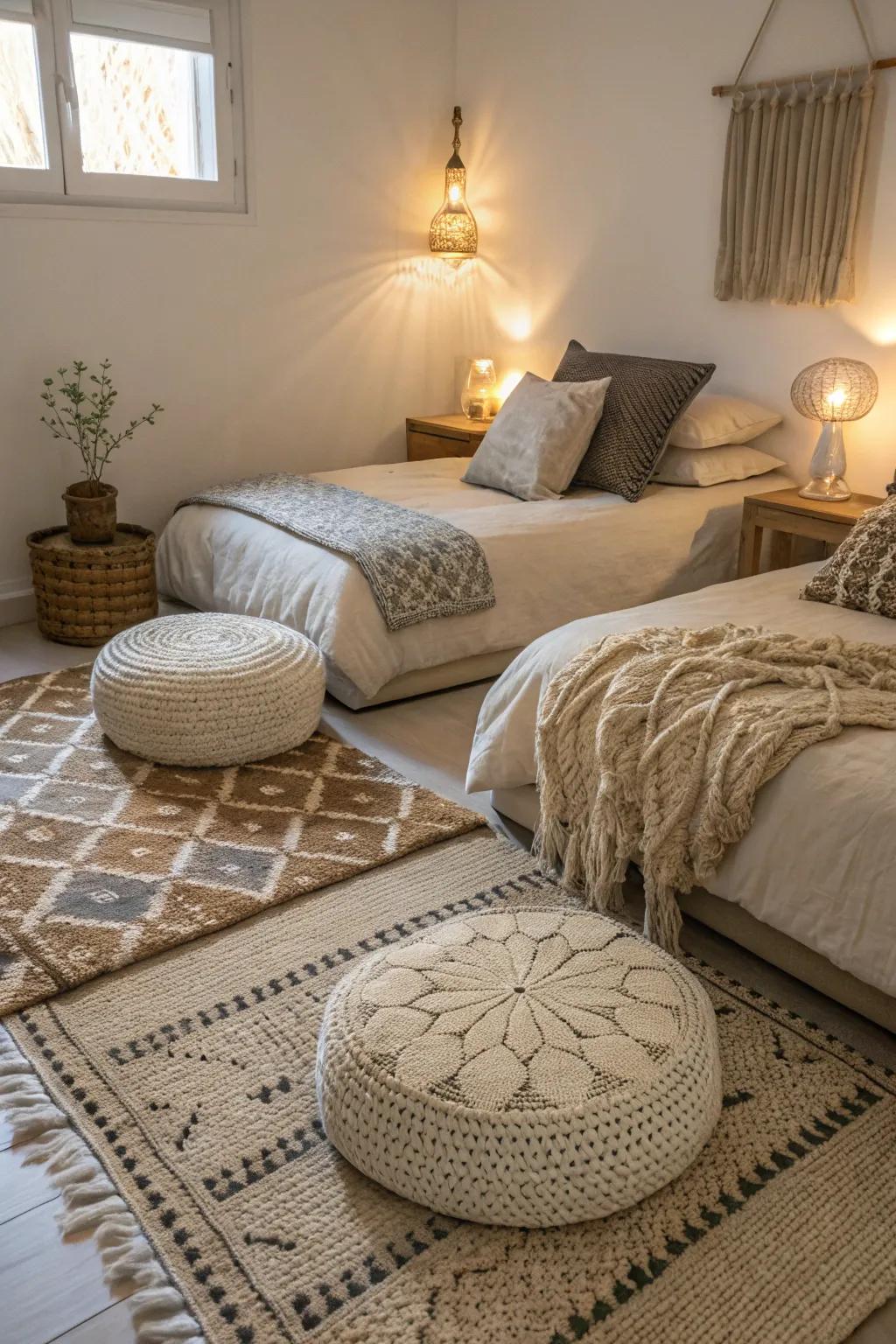 Elements with texture enhance a feeling of warmth and comfort.