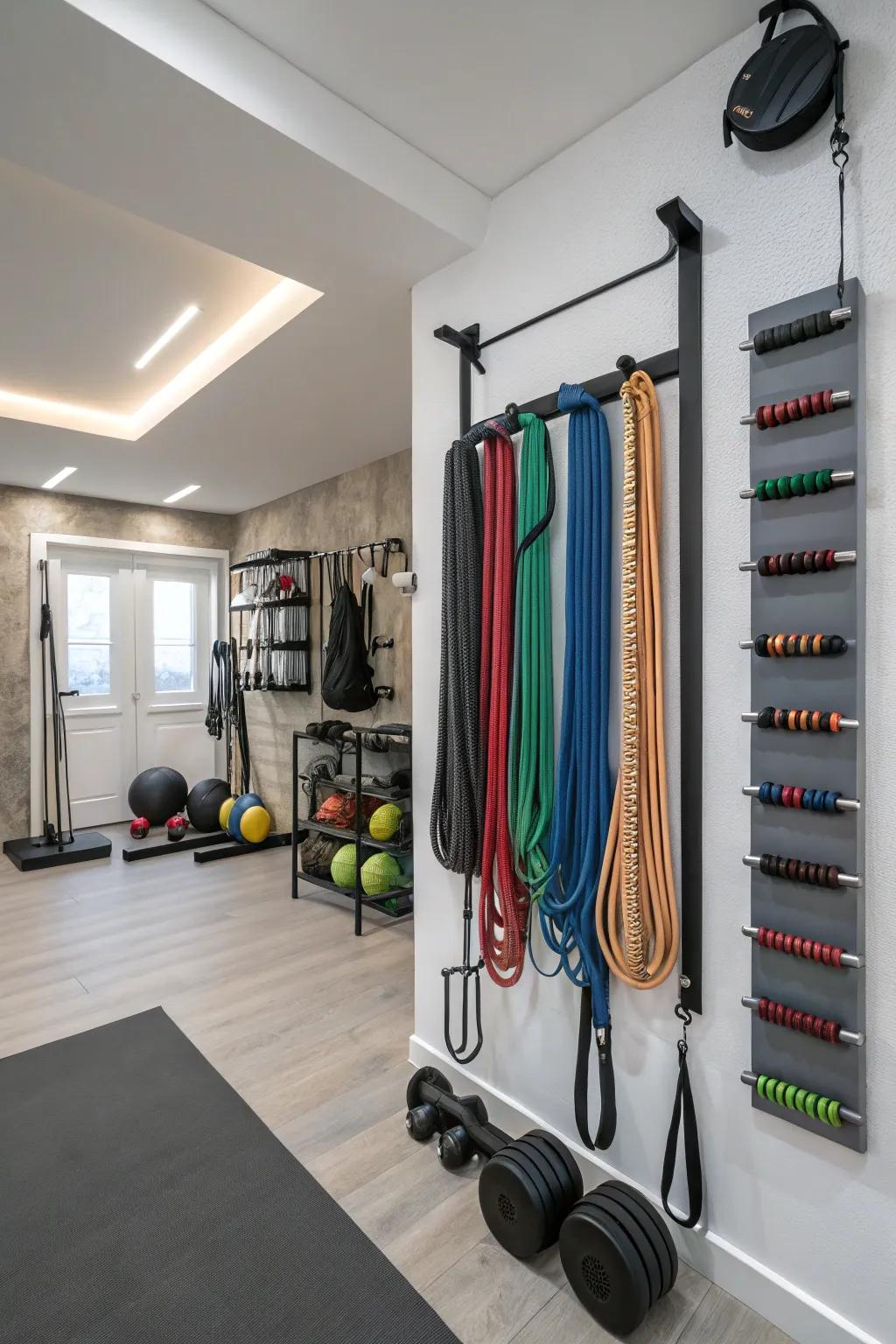 Workout bands offer versatility without creating clutter in your space.