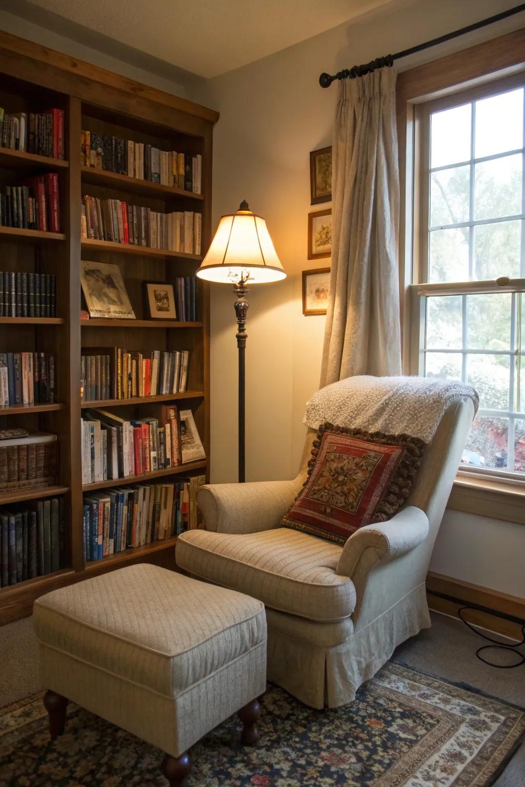 Proper illumination is essential for forging an inviting reading setting.