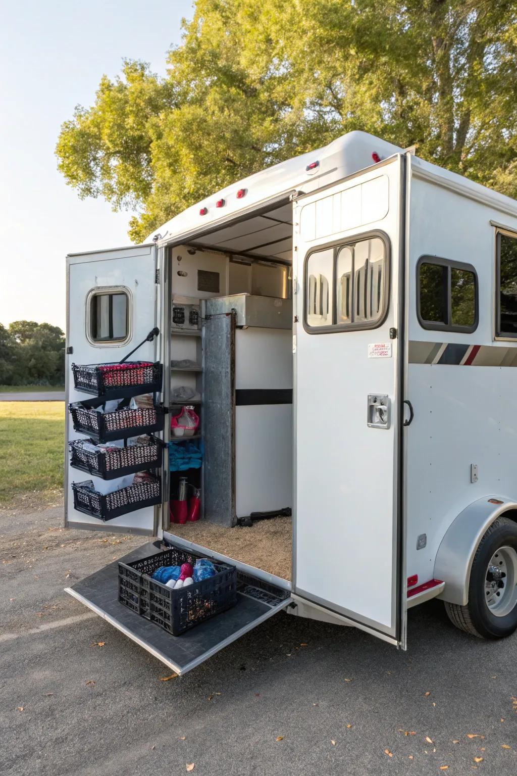 Cutting-edge storage solutions keep your area tidy.