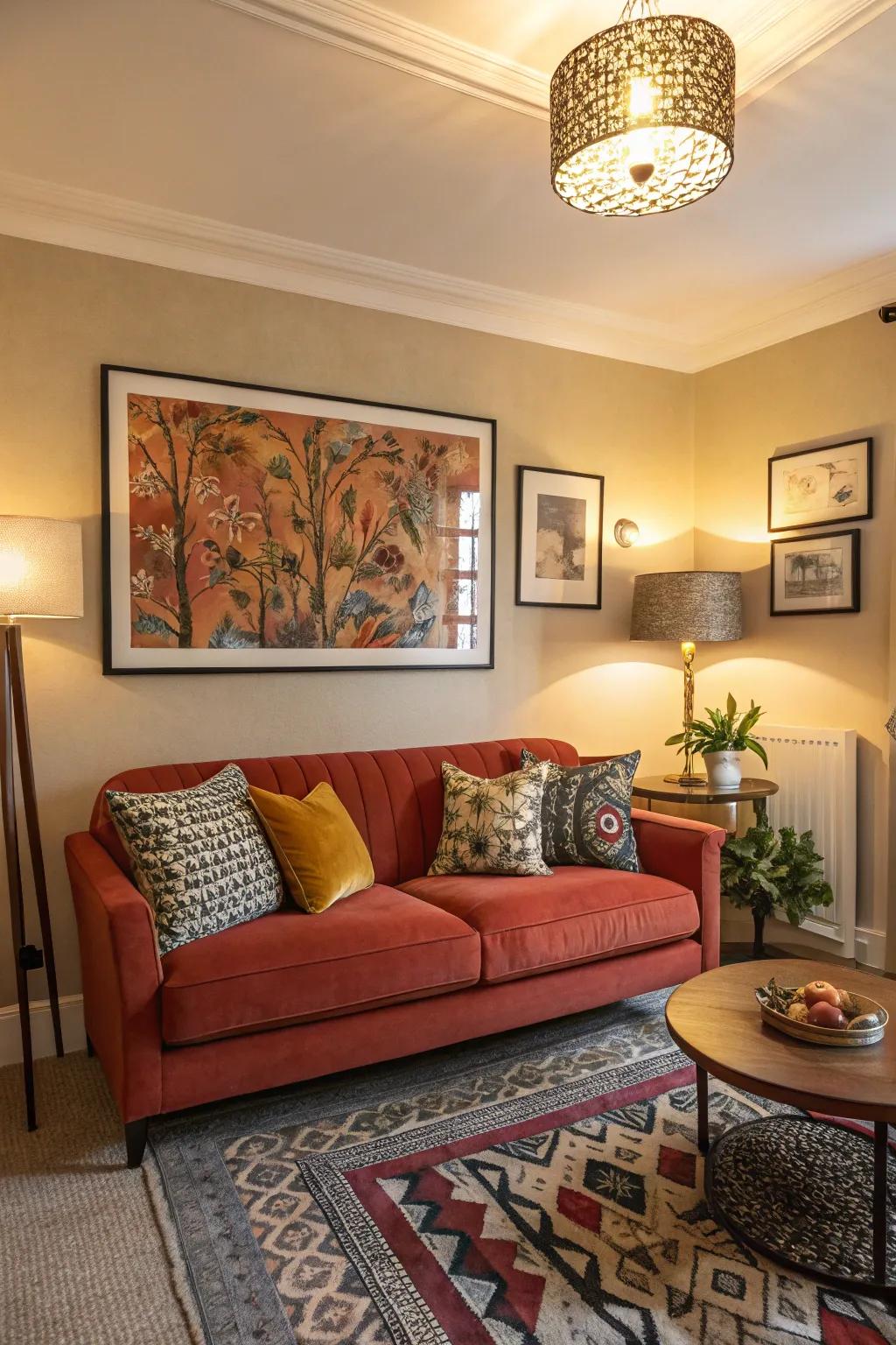 A standout piece transforms any small space into a stylish retreat.