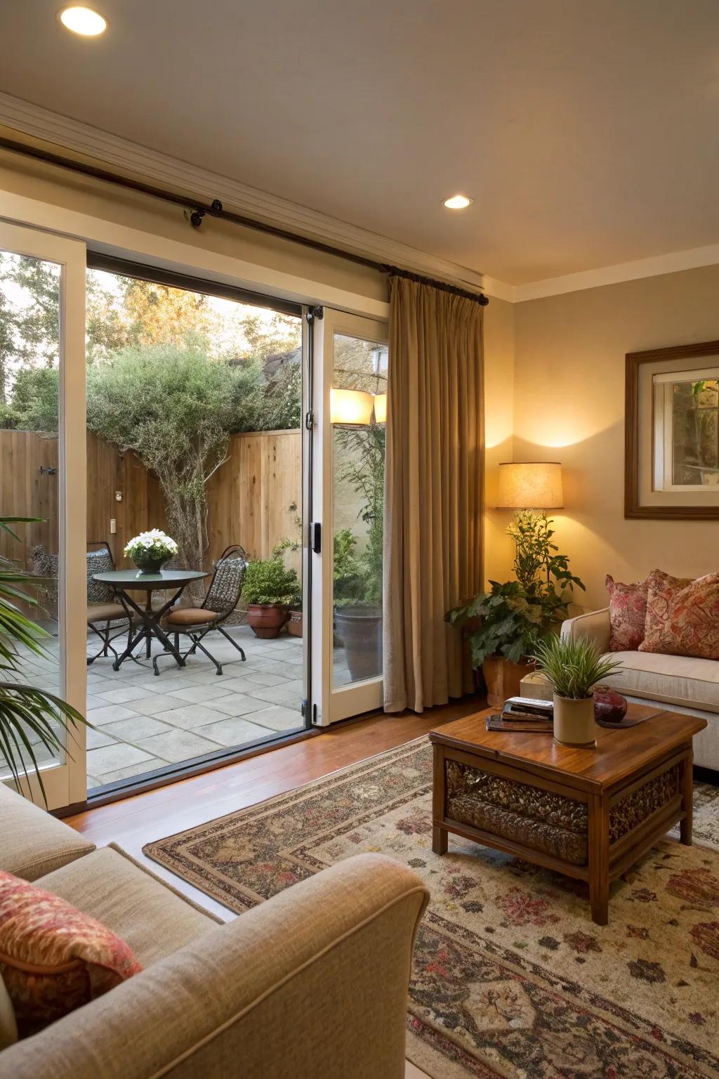 Smooth transition between indoor and outdoor spaces.