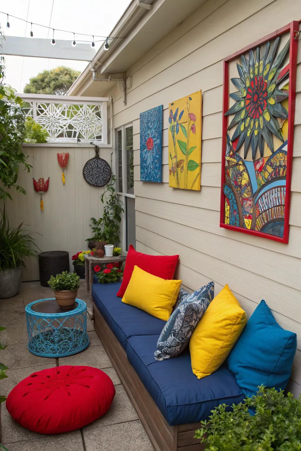 Make your patio your own with colorful decorative accessories.