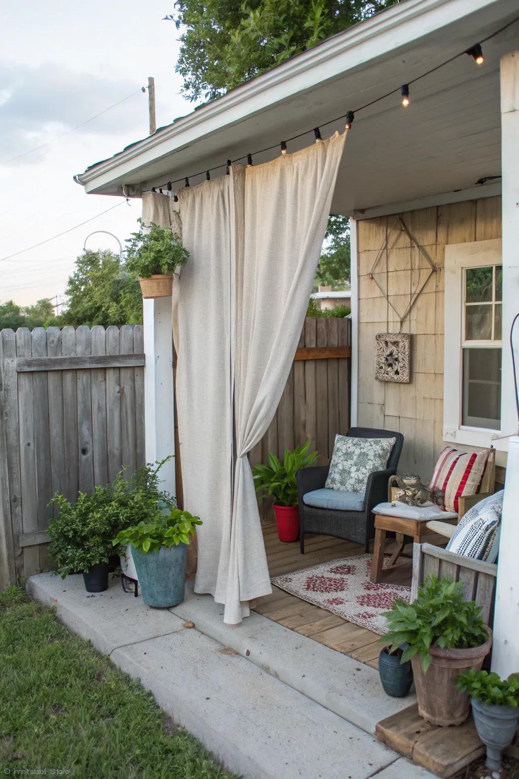 Canvas sheet fabrics offer a cost-effective DIY option for your porch.