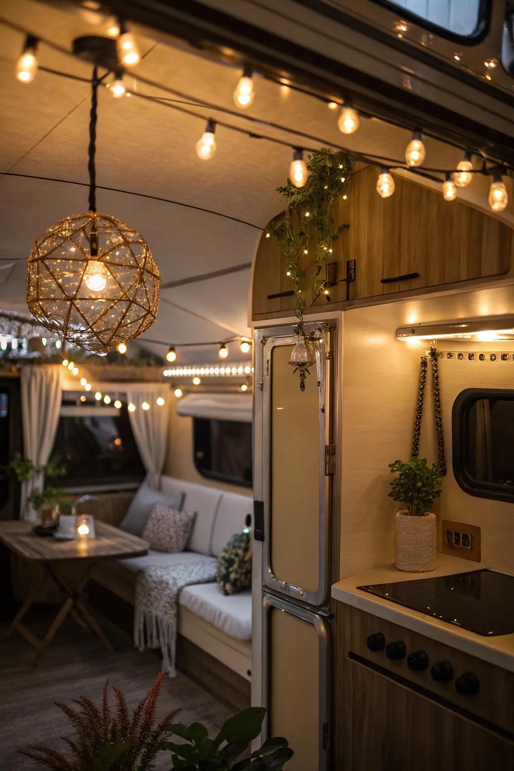 Thoughtful lighting sets the perfect tone, turning your RV into a warm and inviting haven.