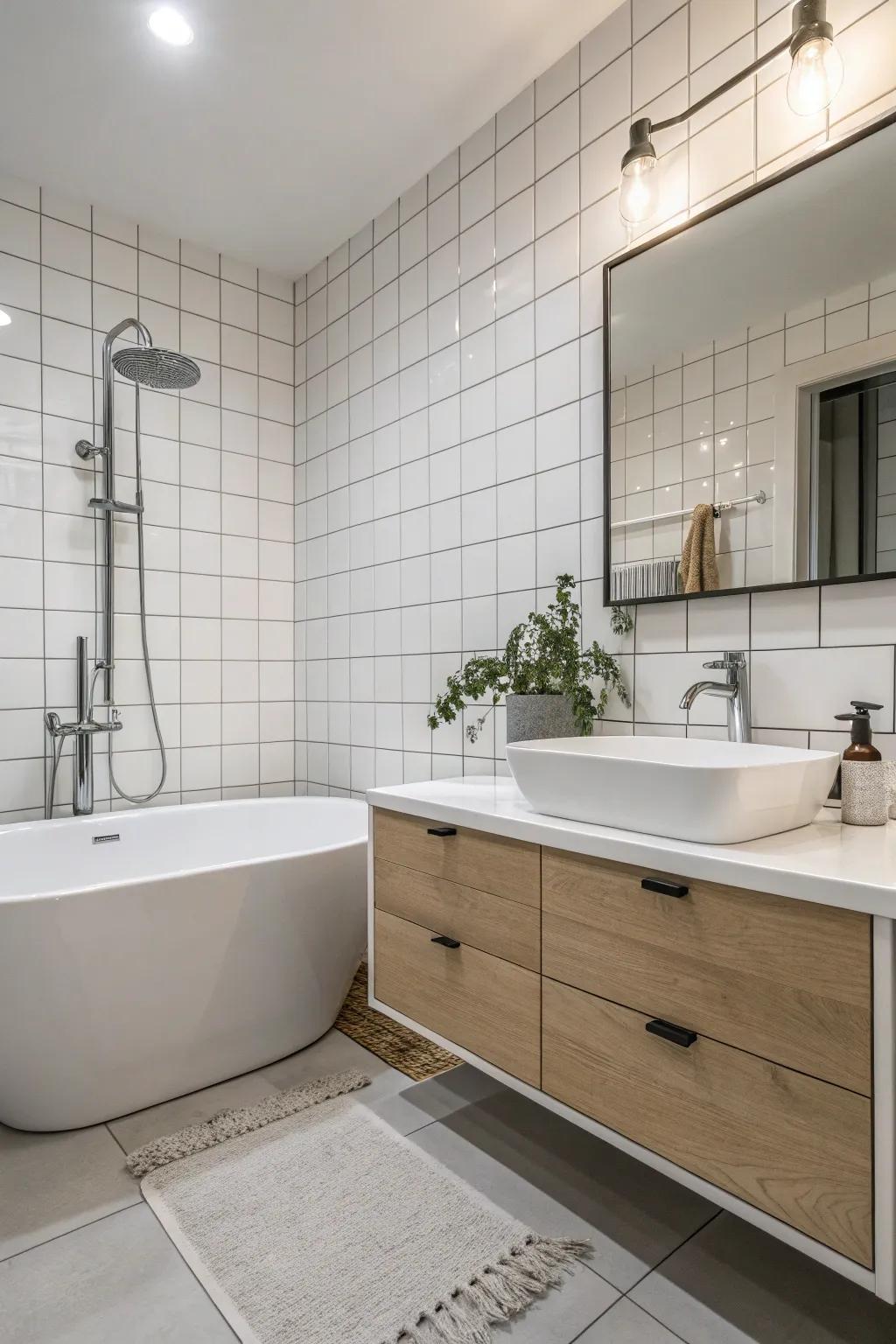Simple fixtures complement the clean lines of Scandinavian design.