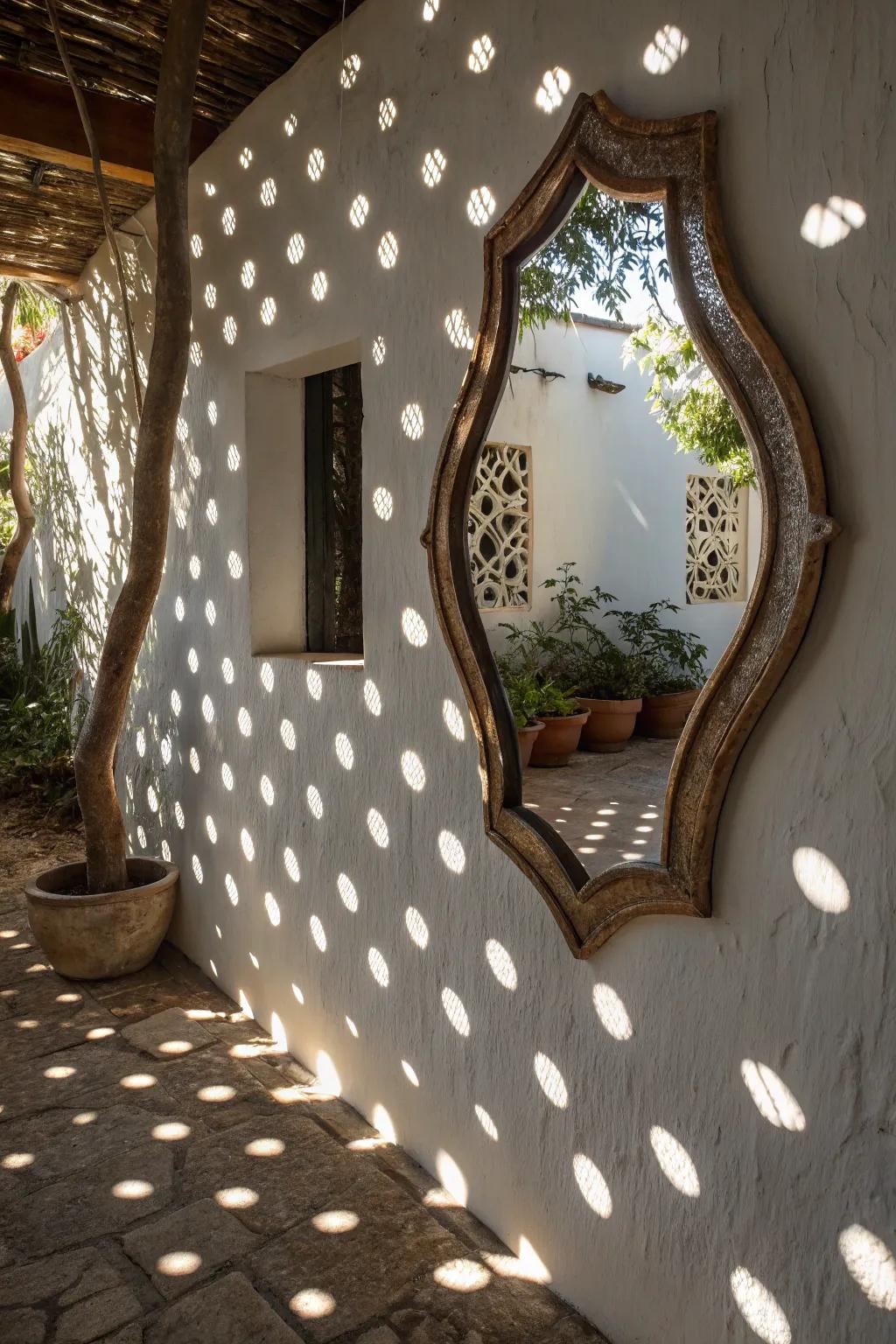 A stylish mirror enhancing light and space.