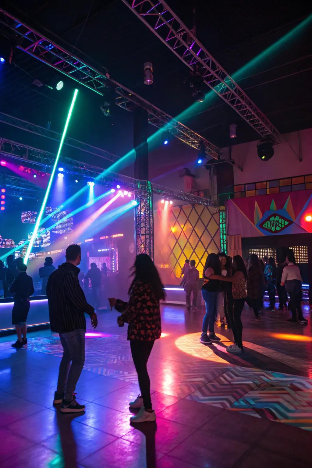 Neon lights introducing a lively element to the party location.