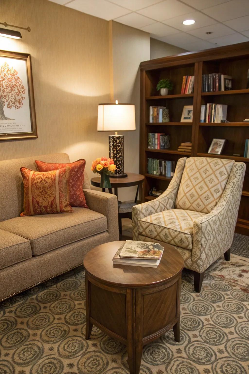 A talk corner promotes friendliness and conversation.