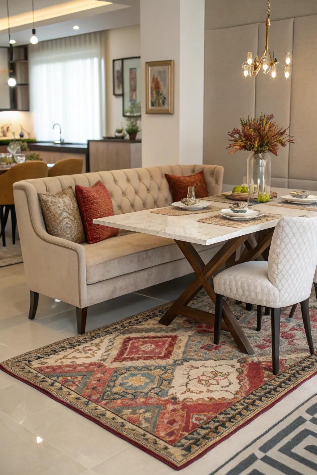Mark areas using the strategic use of carpets.