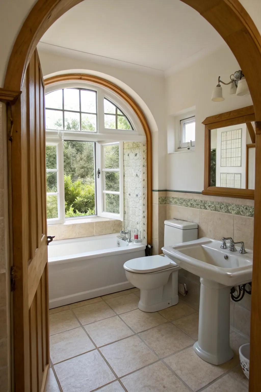 Curved entries and windows highlight classic Mediterranean architecture.