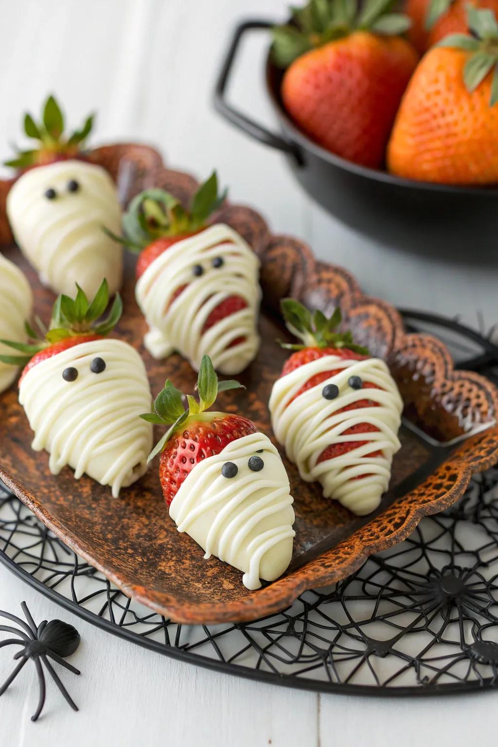 Wrapped berry treats giving a sugary touch to the eerie night.