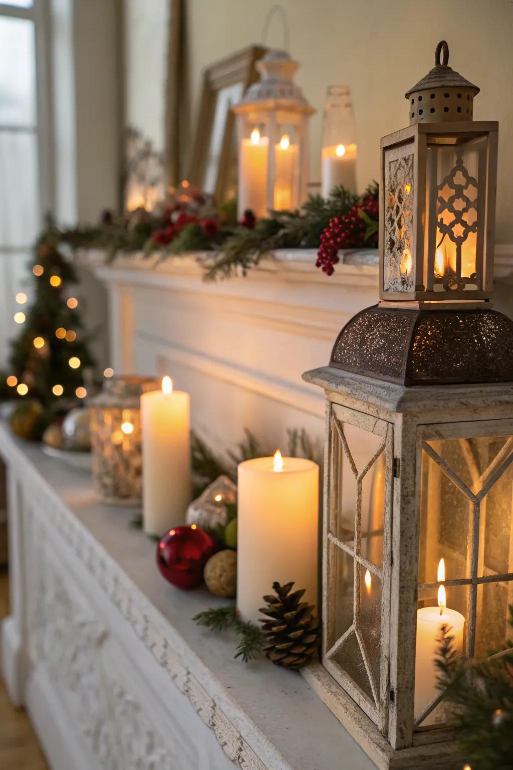 Light creates a welcoming vibe on your mantel.