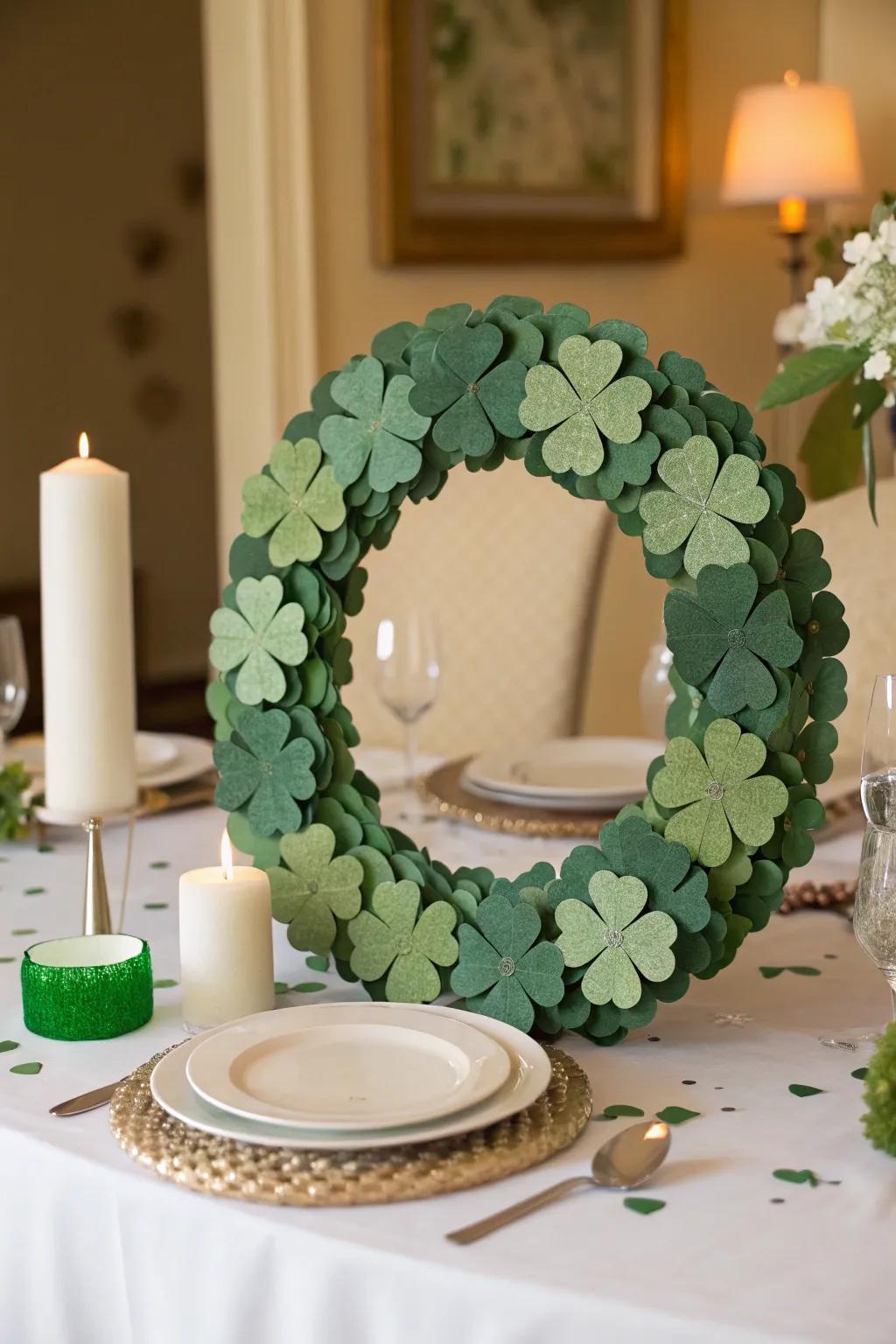 A trefoil band appends a crafty, charming accent to your setting.