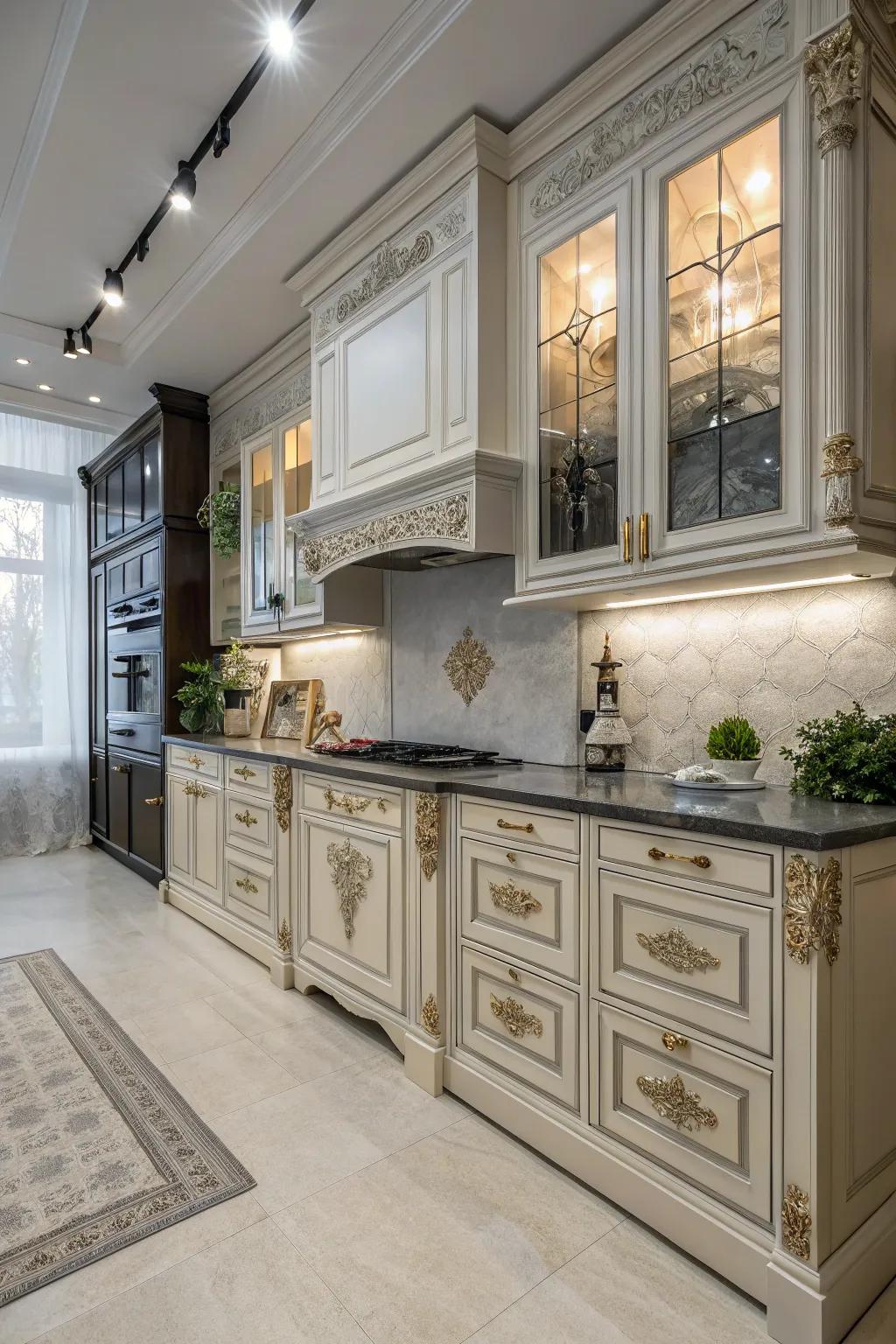 A harmonious blend of modern and time-honored styles results in a distinctive kitchen aesthetic.