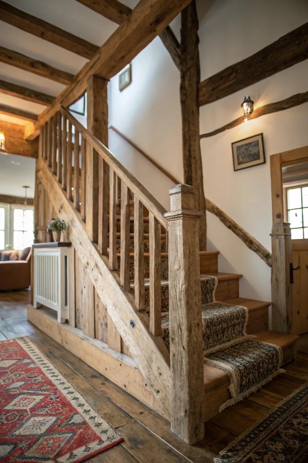 Rustic railings introduce natural warmth and depth.
