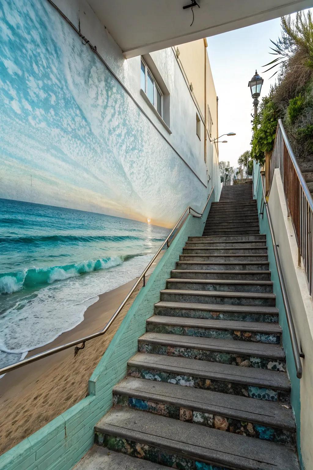 With an ocean-themed mural, you may experience coastal peace.